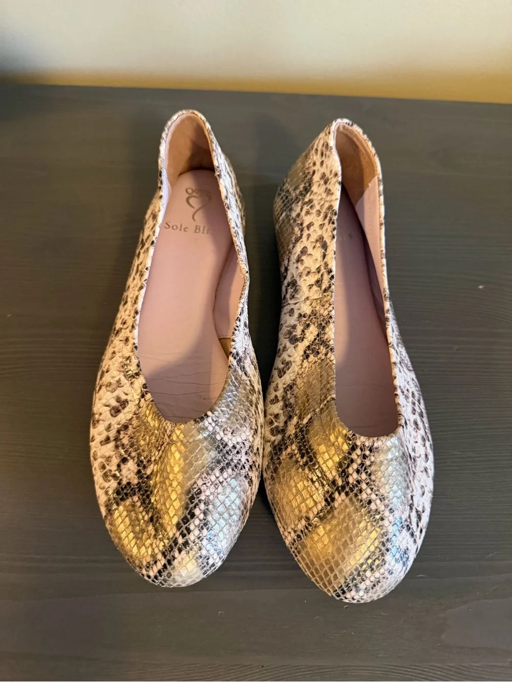 Sole Bliss Women’s Snake-Print Ballet Flats